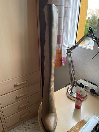 Botas Zara Marrones Tacón de piel