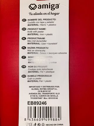 Cuchillo pelador con tapa y espatula de pasteleria