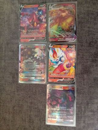 Lote Cartas Pokémon Fuego VMAX , GX , V , Basic