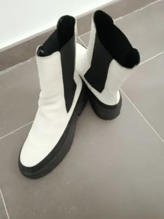 Botines High Spirits Piel Blanco y Negro