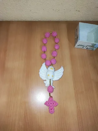 Rosario crochet Virgen y Paloma