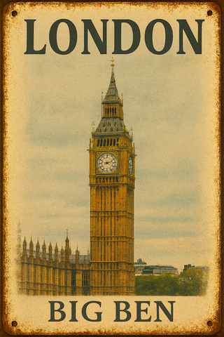 Chapa Vintage Londres Big Ben 20x30cm