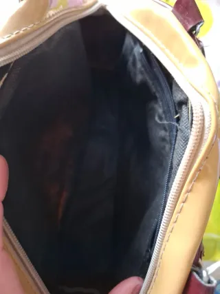 Borsetta vintage lucida anni 90 beige/ bordeaux