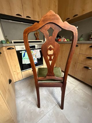 Sillas de comedor de madera y terciopelo