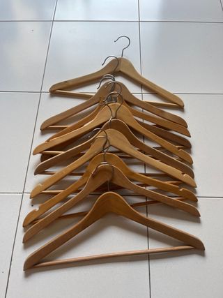 10 Perchas Madera Marrón