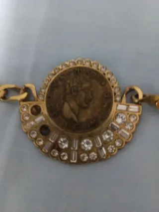 Medallón antiguo moneda romana con circonitas