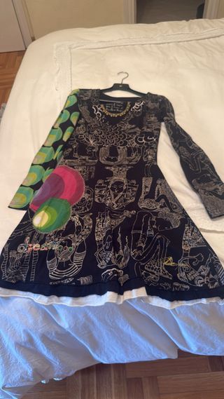Vestido Desigual Talla S Negro Multicolor