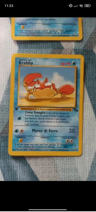 Carta Pokémon Krabby Fossil 1 Edizione