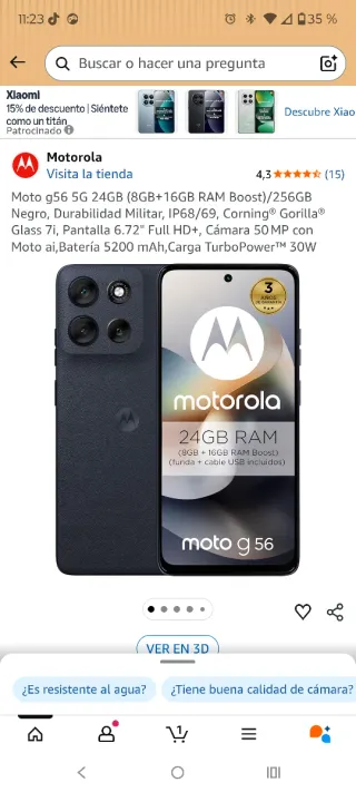 Motorola g56 5G 256GB Negro