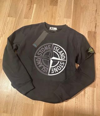 Black Crewneck Sweatshirt with Compass Graphic –