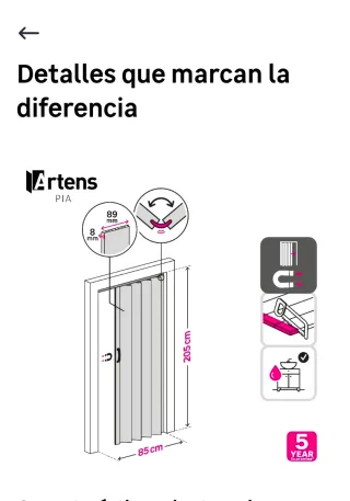 Puerta Plegable Artens Leroy Merlin 85x205 NUEVA