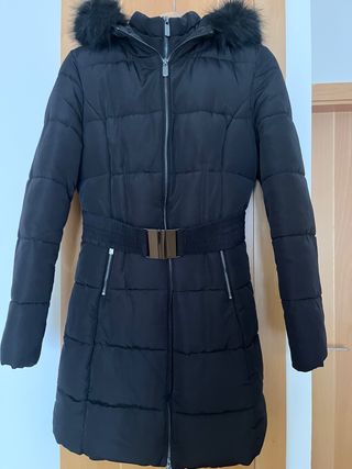 Abrigo plumífero negro Salsa con cinturón