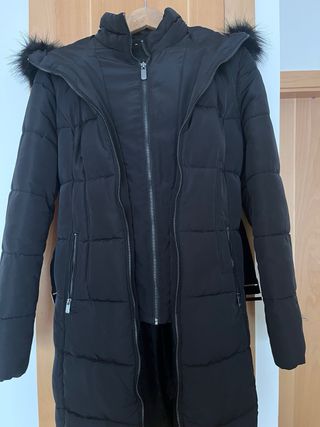 Abrigo plumífero negro Salsa con cinturón