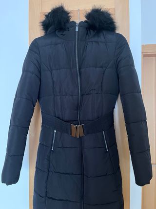 Abrigo plumífero negro Salsa con cinturón
