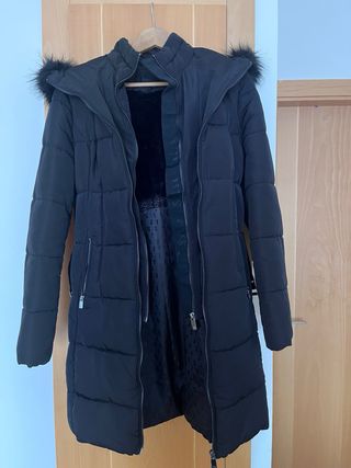 Abrigo plumífero negro Salsa con cinturón