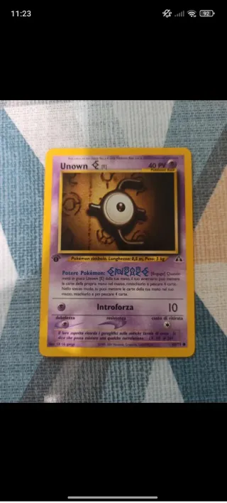Carta Pokémon Unown E 1a Edizione