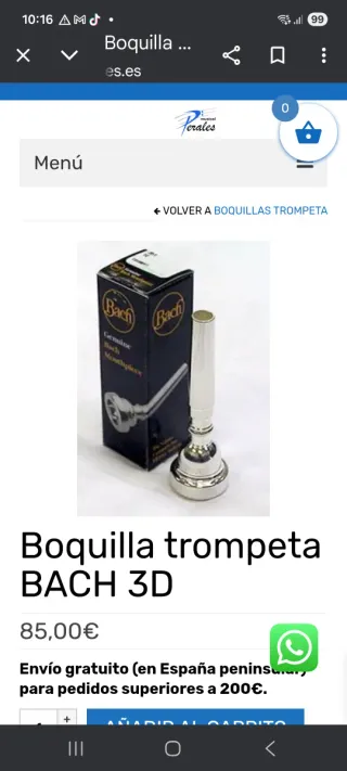 Boquilla Trompeta Bach 3 D