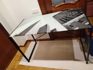 Mesa Escritorio Cristal y Metal