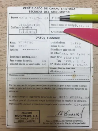 Despiece de Vespino F9 Ciclomotor Automático