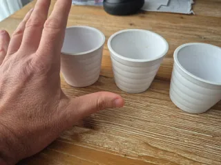 3 Mini Macetas Blancas Cerámica