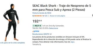 A ESTRENAR Traje Neopreno Seac Black Shark 5mm T.L