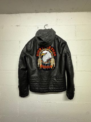 Giacca in pelle con cappuccio