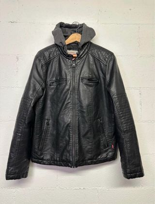 Giacca in pelle con cappuccio