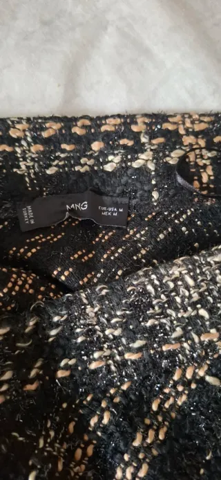 Falda larga cuadros negro y dorado