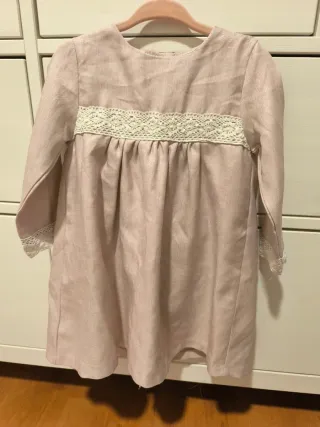 Vestido ceremonia bebé rosa encaje