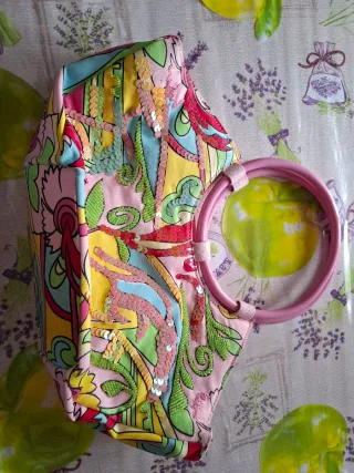 Borsetta vintage tessuto perline paillettes