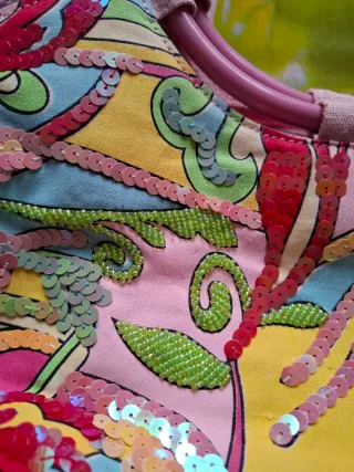 Borsetta vintage tessuto perline paillettes