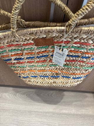 Bolso de paja trenzado multicolor Brownie