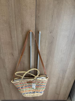 Bolso de paja trenzado multicolor Brownie