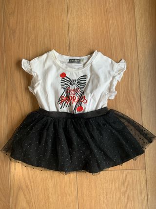 Vestido niña blanco y negro