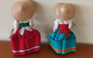 Bamboline souvenir vintage, set 4 pezzi