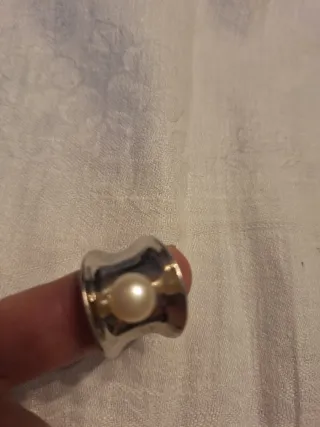 Anillo Plata Perla Natural Talla 17