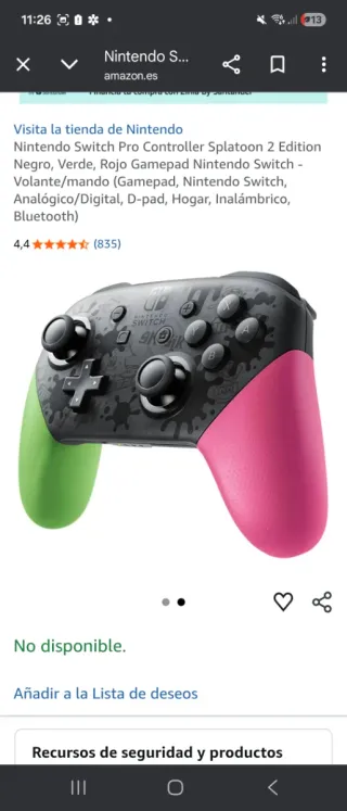 Mando Nintendo Switch Pro Splatoon 3 Edición