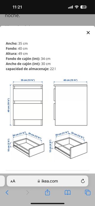 Cama individual + Mesita Ikea MALM. SIN ESTRENAR.