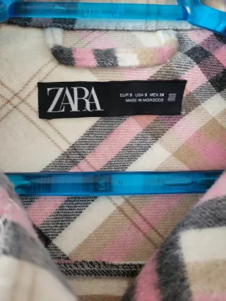 Sobrecamisa Zara cuadros rosa y beige