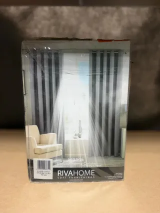 Cortinas 117x137cm Ojal Gris (Par) NUEVAS