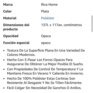 Cortinas 117x137cm Ojal Gris (Par) NUEVAS