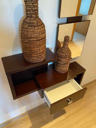 Mueble de entrada madera con espejo