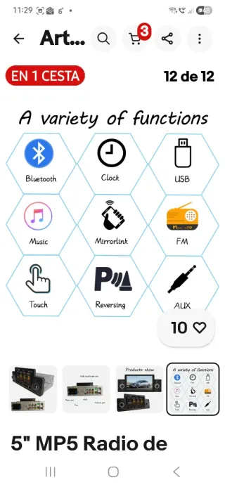 Radio Coche Pantalla Bluetooth 5.1 Mirror Link