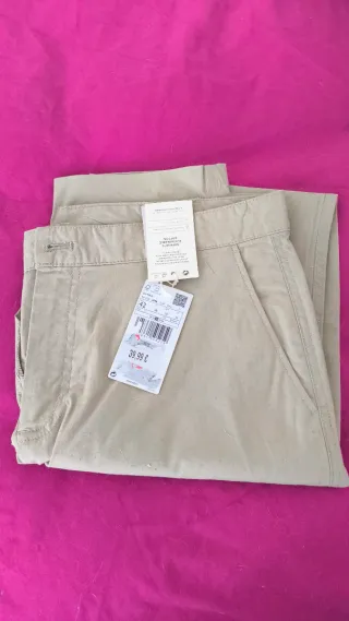 Pantalón Mango Pinzas Beige Talla 42
