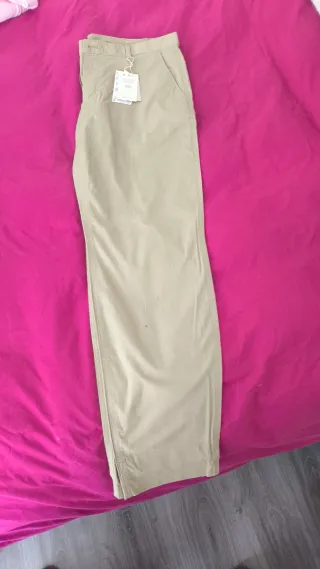 Pantalón Mango Pinzas Beige Talla 42