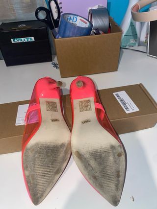 Zapatos Tacón Transparente Rosa Neón Talla 37