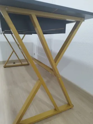 Escritorio Mesa Despacho Negro y Dorado