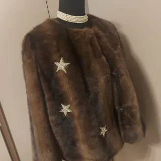 Giacca ecofur finto visone con stelle