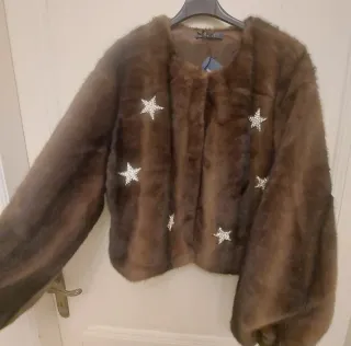 Giacca ecofur finto visone con stelle