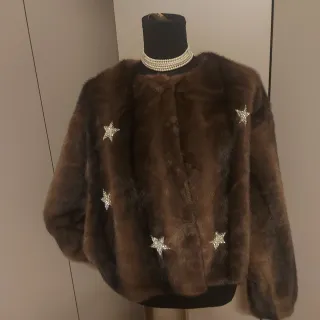Giacca ecofur finto visone con stelle
